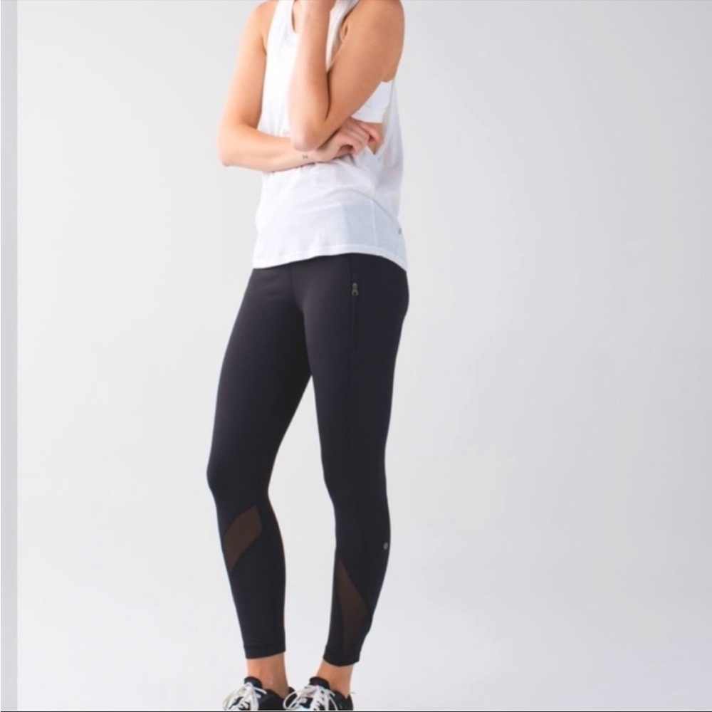 Lululemon Inspire Tight II Black Leggings Mesh Size 2